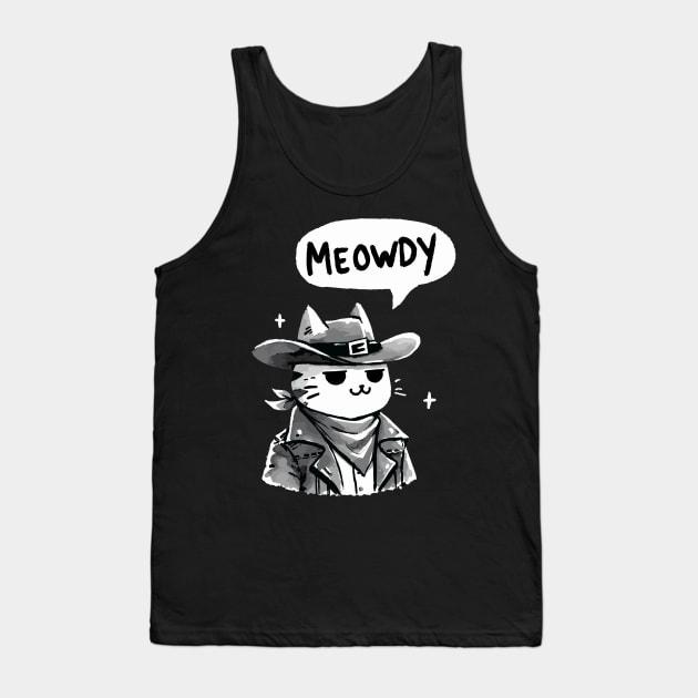 Meowdy Cowboy Cat Tank Top by DoodleDashDesigns